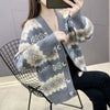 Jacquard Loose and Lazy Style Women's Cardigan 2024 Autumn New Style Western-style Outerwear Age Reducing Sweater Women's Jacket