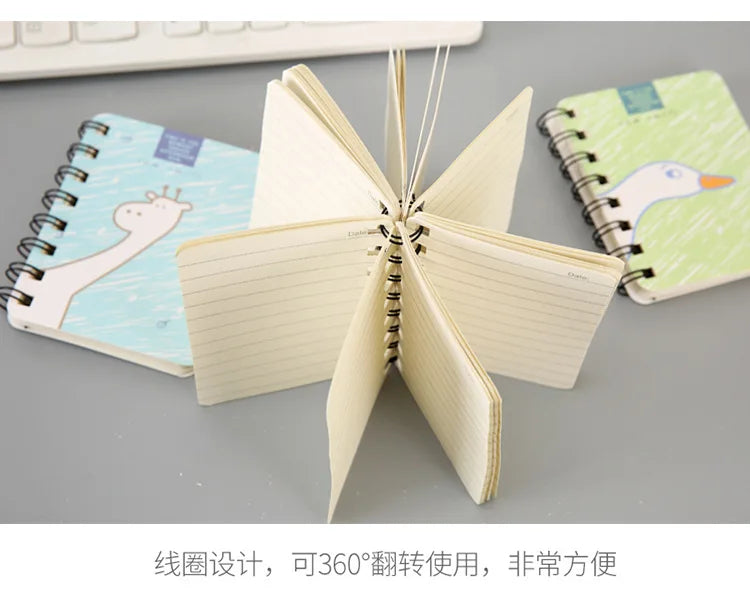 5 Pcs Special Creative Cartoon Cute Thickened Coil Notebook Notepad Portable Student Stationery Book Wholesale Factory
