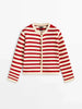 Ethereal MD 2024 women's spring new style of Slim-fit commuter buckle classic striped cardigan for women