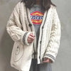 2024 Autumn Women Star Embroidered Cardigan V-neck Knitted Sweater Fashion Warm Beige Holiday Cardigans Women Sweaters Cardigan