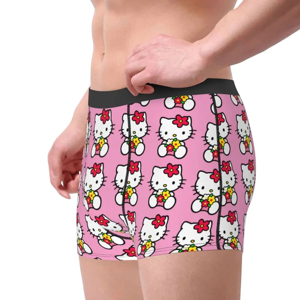 Custom Male Cool Hello Kitty Men Underwear Boxer Briefs Soft Shorts Panties Underpants