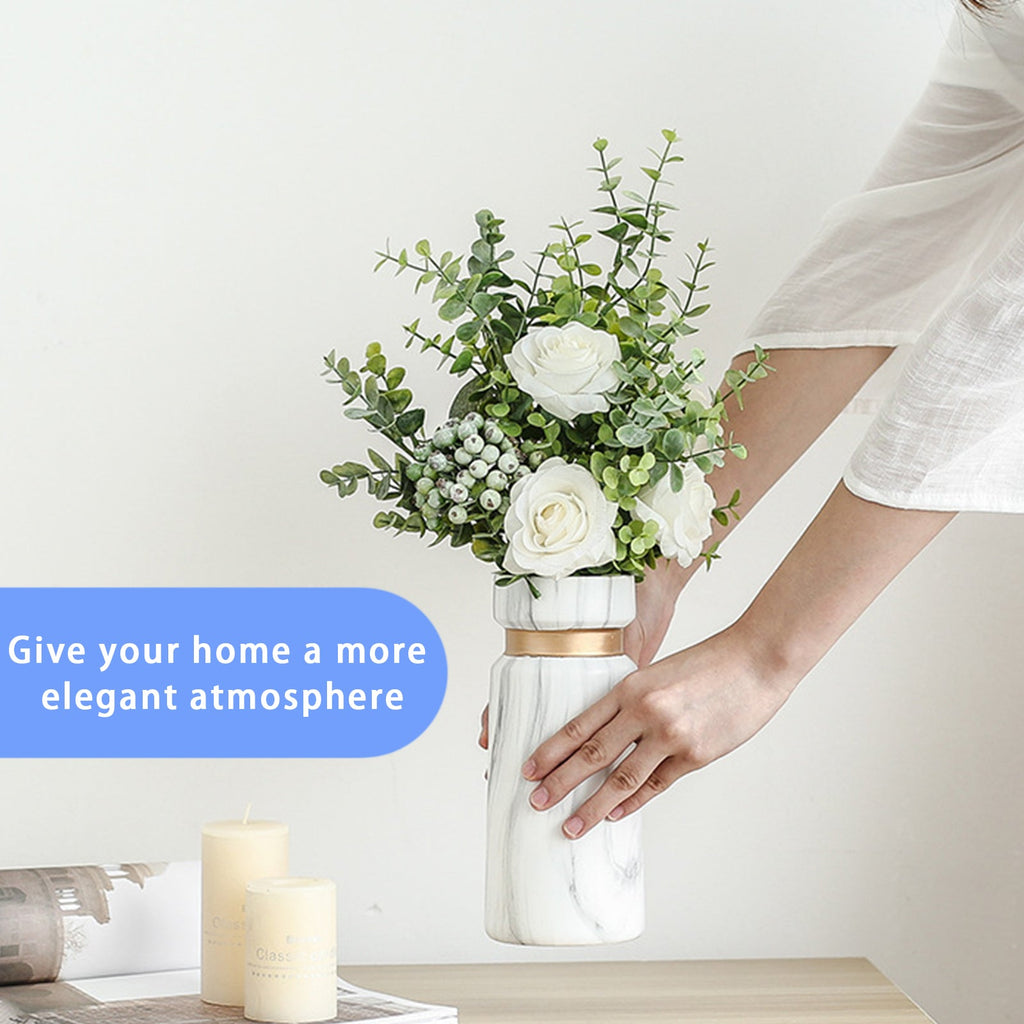 Ceramics Vase Nordic Home Living Room Decoration Vintage Marble Pattern Flower Pot Desktop Decoration