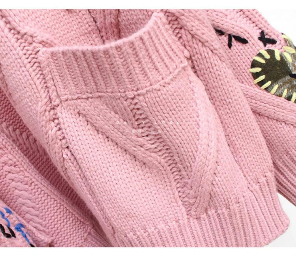 2024 Autumn Winter Women Print Cardigan Sweater Coats Female Long Sleeve V-neck Loose Knitted Jackets Casual Sweater Cardigans