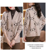 2024 New Korean V-neck Long Sleeve Knitting Cardigan Autumn Winter Thick Oversized Loose Letter Sweater Coat Ladies Vintage Tops