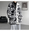 Men Fashion Printed Sweater Coat V Neck Knitted Cardigan Autumn Lazy Chic Elegant Sweater Men High Street Hip Hop Oversized 8XL