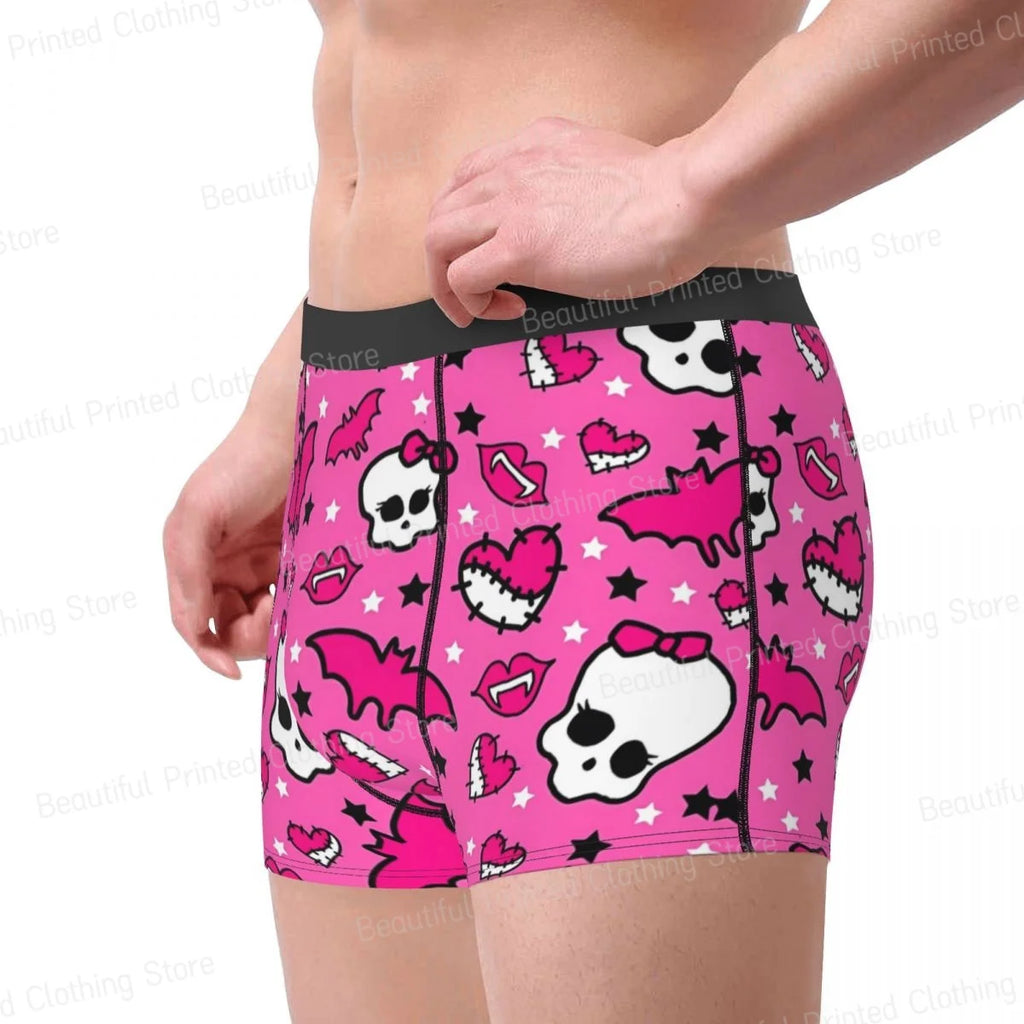 Pretty Pink Pattern Men Boxer Briefs Monster High Highly Breathable Underwear High Quality Print Shorts Birthday Gifts