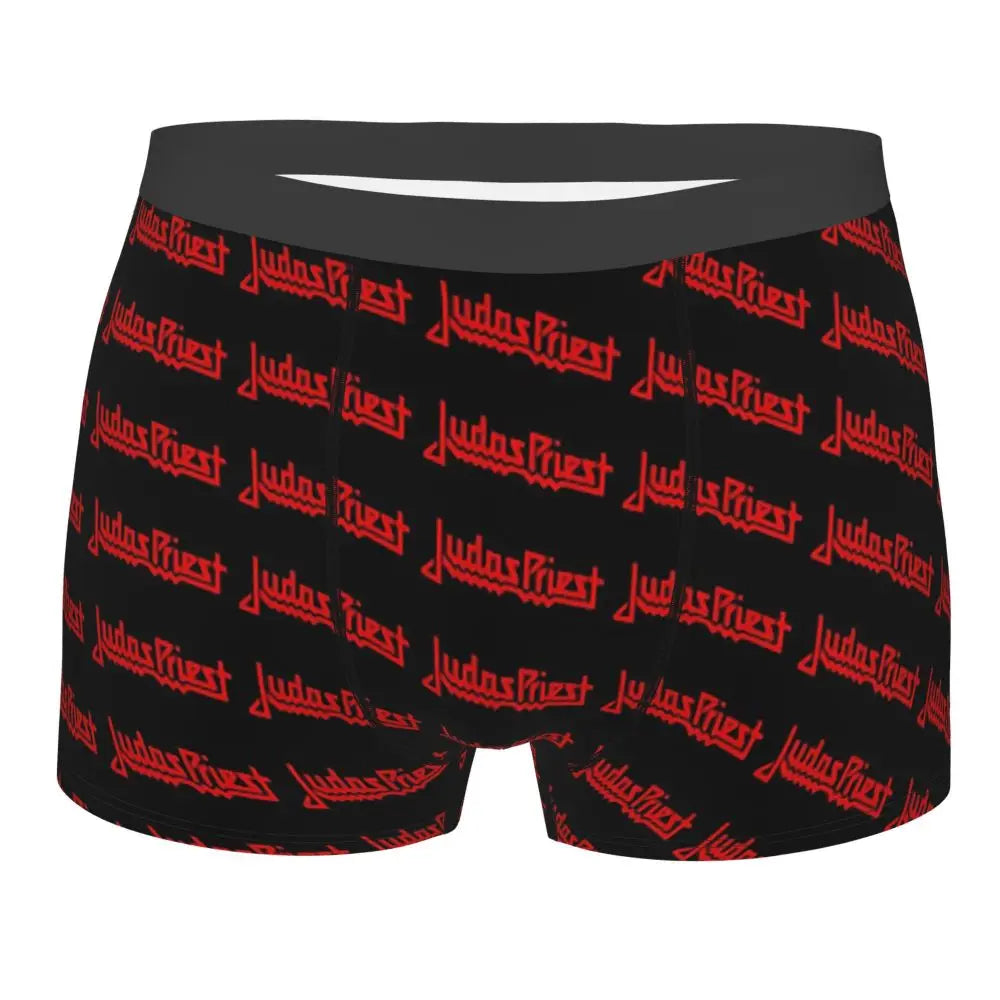 Judas Priest Accessories British Steel Firepower Men Boxer Briefs Breathable Underwear Top Quality Print Shorts Birthday Gifts