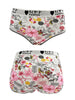 3 Pcs Comfy Floral Print Briefs, Stretchy Cotton Intimates Panties with Letter & Heart Decor, Breathable Women's Lingerie & Underwear