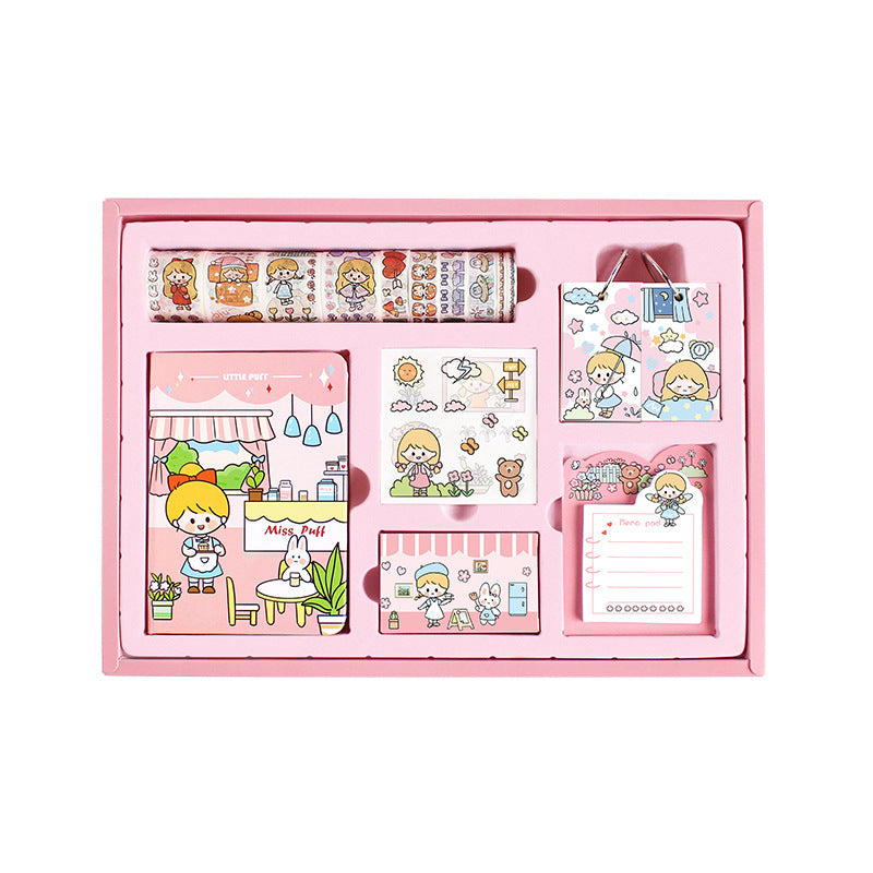 Cartoon Character Journal Book Gift Set Creative Tape Stickers
