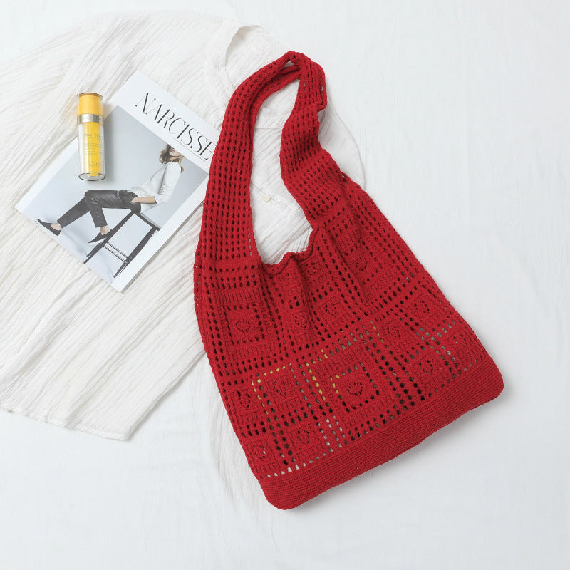 Mesh Hollow Out Simple Woven Bag Girls' Shoulder Bag