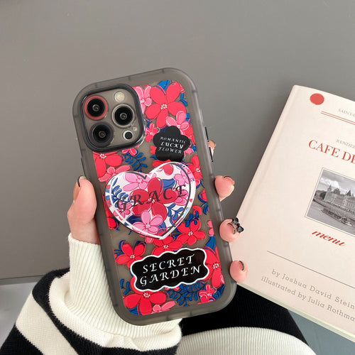 Black And Red Creative Flower Stand Phone Case