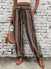 Chic Tribal Print Boho Jogger Pants - Fashionable High Waist, Comfortable Loose Fit with Eye-Catching Buttons - Perfect for Spring & Summer - Womens Bohemian Style Clothing