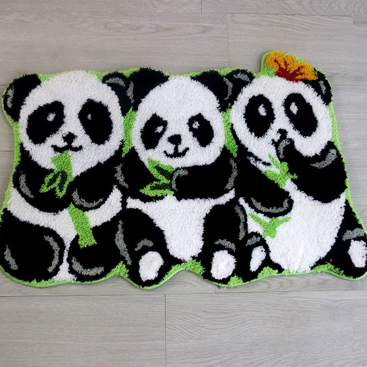 Handmade 3 Panda Pattern Bedroom Floor Mats