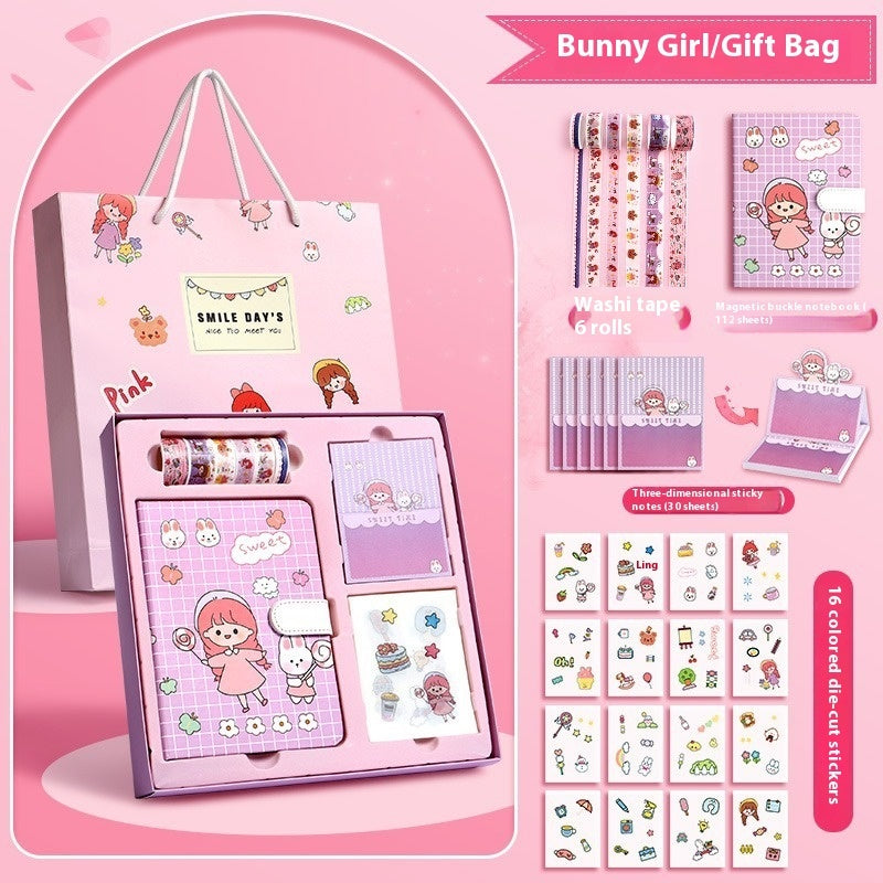 Journal Book Set Gift Box Girl Heart Cute Gift Bag