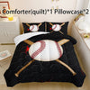 3Pcs Modern Fashion Polyester Comforter Set (1 * Comforter + 2 * Pillowcases, Core Not Included), Sports Theme Baseball Honeycomb Print Bedding Set, Soft And Comfortable Skin-friendly Comforter For Bedroom, Guest Room.
