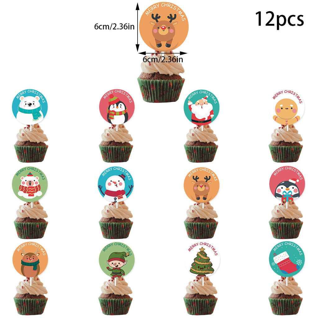 12 PCs A Set Christmas Party Decoration Cake Paper Cups Inserts