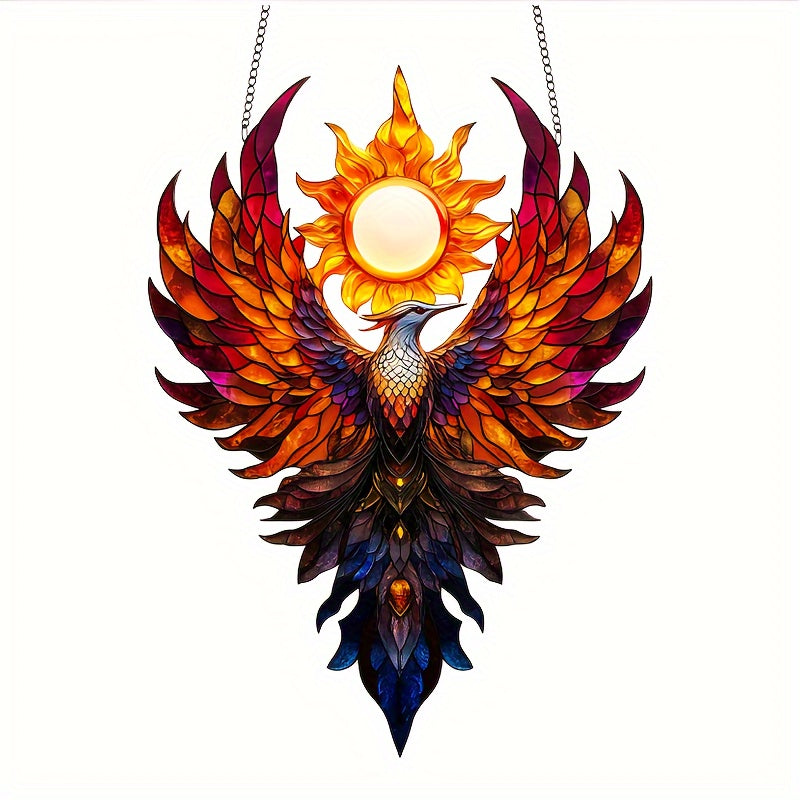 Vibrant 8.7" x 11.8" Sun Phoenix Acrylic Wall Art - Stunning Surreal Fantasy Decor for Living Room, Bedroom, Office & More with Unique Design and Colorful Patterns - Perfect Birthday Gift for Best Friends and Family Members