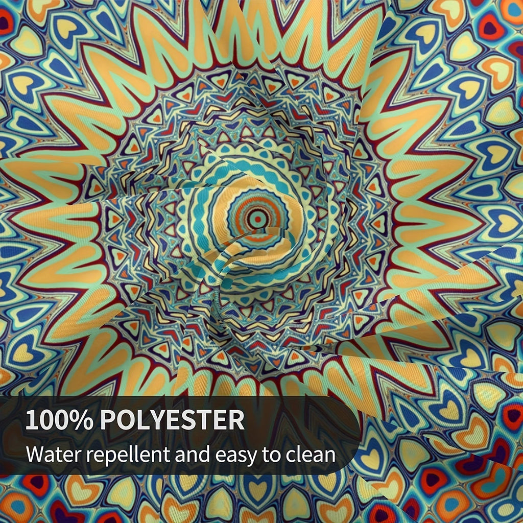 1pc Boho Round Tablecloth 60 Inch, Bohemian Circle Table Cloth, Stain Resistance, Water Repellent And Wrinkle-Free, Colorful Table Cover Decor For Home Kitchen Dining Party Patio Indoor And Outdoor Use