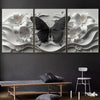 3-Piece Modern Canvas Wall Art Set – Black Butterfly & White Floral Sculptures – Frameless Posters & Prints for Living Room, Home Office, Classroom – Indoor Decor, Transverse Orientation, Art Print Poster