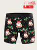 1pc Festive Christmas Cartoon Santa Print Men'S Boxer Briefs, Stretch Knit Polyester with Spandex Lining, Comfortable Breathable Holiday Underwear, No Waistband - Multiple Sizes Available