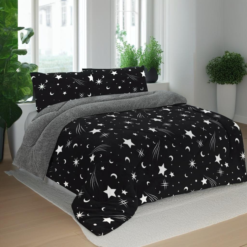 Starry Night Queen Comforter Set - 3-Piece Soft Microfiber Bedding with Celestial Print, Ideal for Modern Bedroom Decor