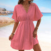Ice Silk Cloth Lace Stitching Beach Dress Bikini Swimsuit Outwear Blouse