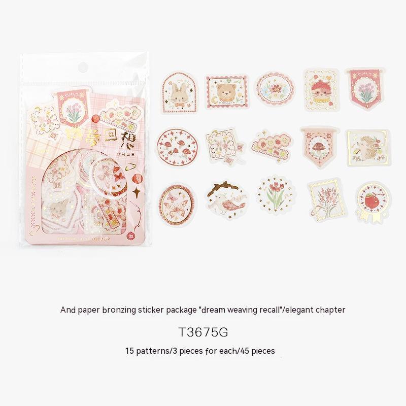 Japanese Paper Gold Foil Stickers Pack Journal Material