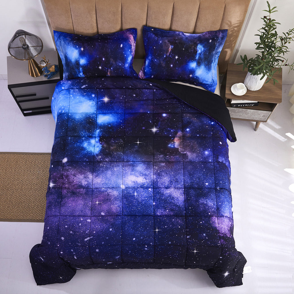 2/3 PCS 3D Galaxy Printed Comforter Set-Twin Queen Size For Girls and Boys