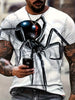 Men's Casual 3D Spider Print T-Shirt, Short Sleeve, Crew Neck, Fashion Streetwear, Breathable Comfy Top, White - Sizes S-XXL