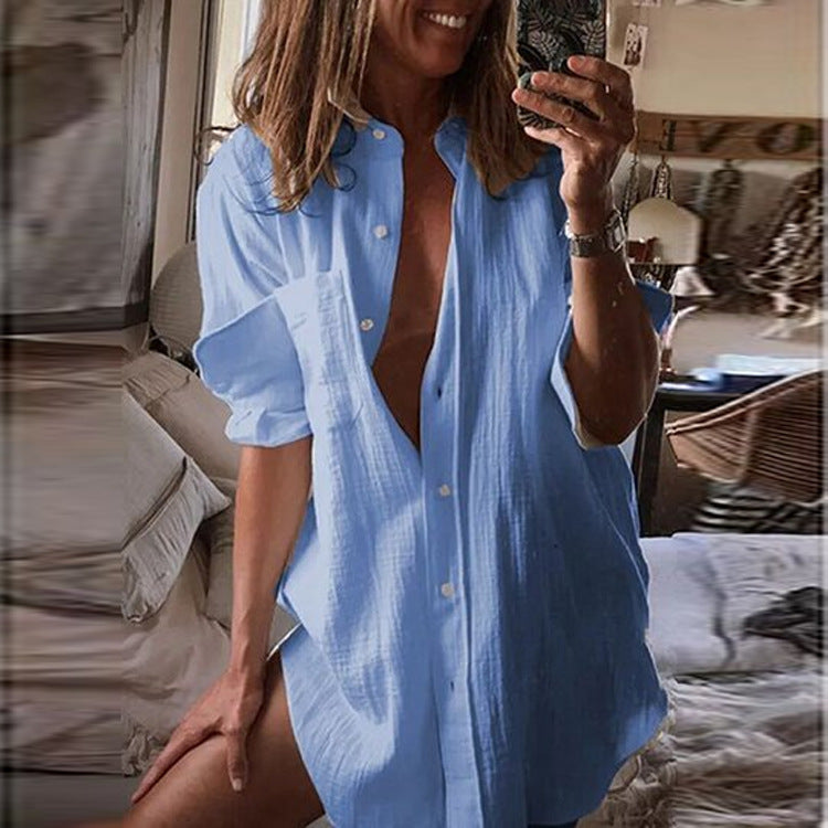 Women's Loose Shirt Single-breasted Cardigan