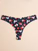 21pcs Seamless Christmas Print Thongs for Women - Soft, Breathable Low-Rise Panties with Scallop Trim