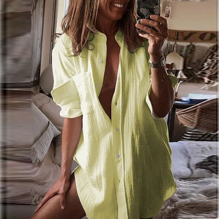 Women's Loose Shirt Single-breasted Cardigan