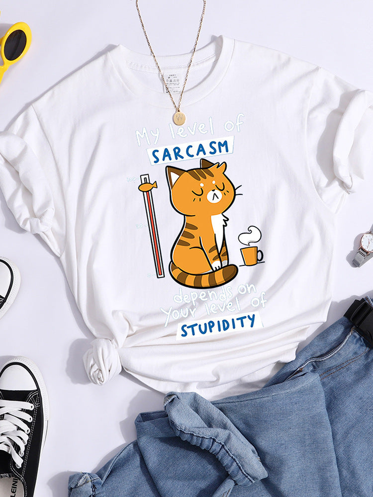 Pattern T-shirt Fashionable Printed Fashion Loose T-shirt Cat