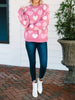 Heart Pattern Crew Neck Sweater, Casual Long Sleeve Sweater For Fall & Winter, Women's Clothing