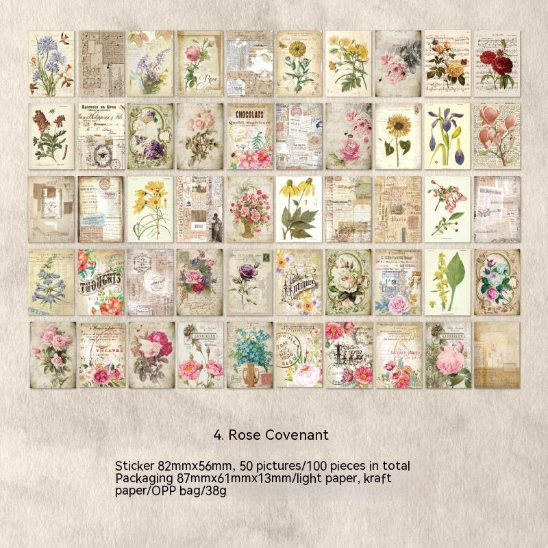 Artistic Retro Plant Flower Journal Decoration Base Paper