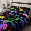 Rainbow Dinosaur Comforter Set Colorful Dino Bedding Cartoon Dinosaur With Shiny Glitter Bedding Set Bedroom Decor (1 Comforterr + 2 Pillowcases) Lightweight