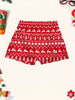 Christmas Print Skinny Shorts, Casual Elastic Waist Shorts, Women's Clothing