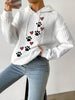 Dog Paw Prints, Heart Prints Long Sleeved Rope Cute Pullover Hoodie