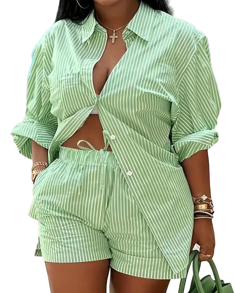 Women's Lace Up Printed Shorts Suit