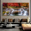 1pc Framed Large Landscape Canvas Wall Art Decor - Waterfall Picture Painting, Trees Forest Picture Prints, Fall Scenery Artwork Picture for Living Room, Bedroom, Home Office - Printed on Canvas - Perfect Gift for Art Lovers & Nature Enthusiasts