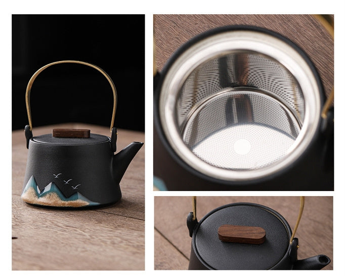 Cultural Creative China-chic Handle Pot Tea Set Cups Camp