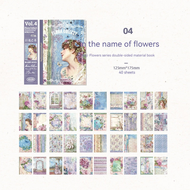 Double-sided Material Journal Book Retro Collage Background Note Paper