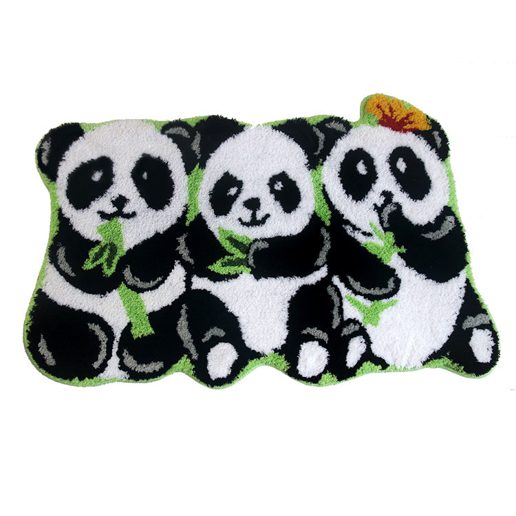 Handmade 3 Panda Pattern Bedroom Floor Mats