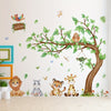 6-Piece Art Deco Wall Stickers: Large Tree with Cartoon Animals - Easy Apply & Peel Off for Bedroom, Living Room Decor