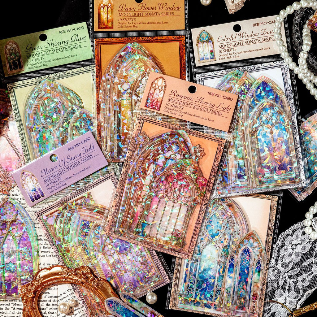 Mocard PET Laser Gold Sticker Package Stickers For Journals 6 Models