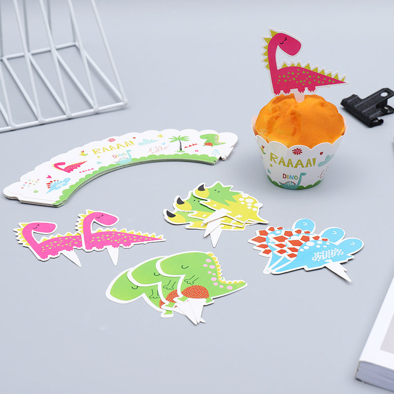 Dinosaur Children's Paper Plate Paper Cup Arrangement Props Party Decoration Tableware Set
