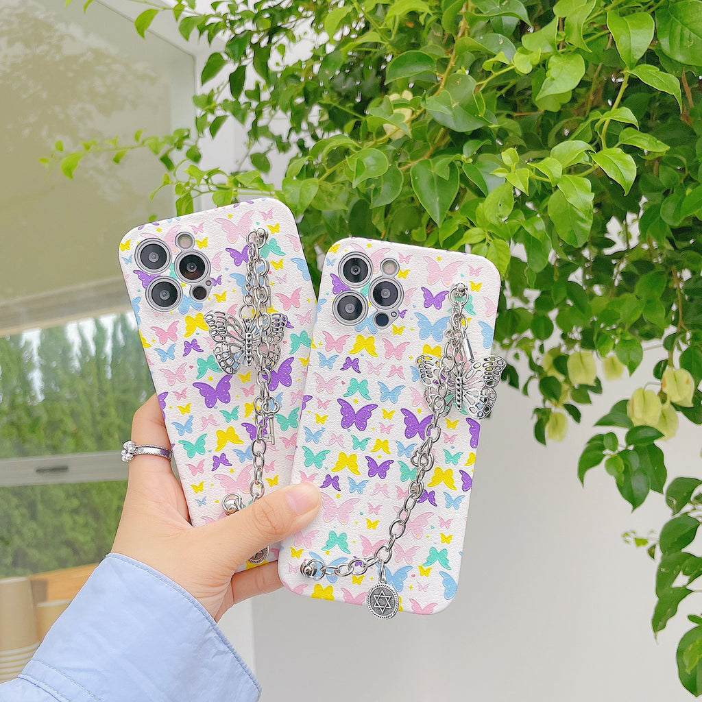 Butterfly Love Leather Soft Rubber Bracelet Phone Case