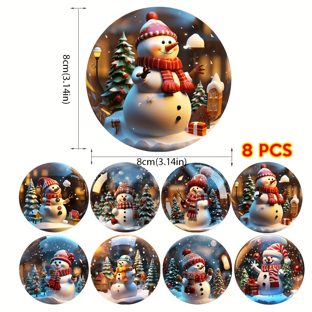 8pcs 3D Snowman & Snow Globe Christmas Ornaments Set - Acrylic DIY Holiday Decorations for Home, Office, and Tree