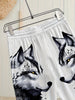 Men's Casual Wolf Print Sweatpants - 100% Polyester Knit Fabric with Slight Stretch, Regular Fit Trousers for Weekend Casual - Spring/Fall Season Track Pants with Animal Design