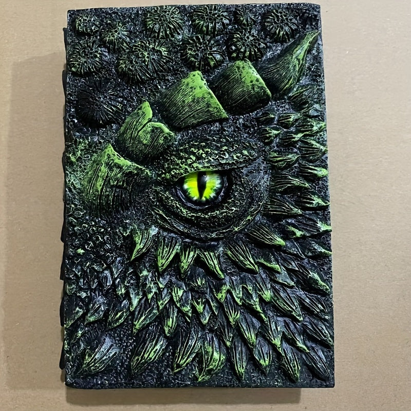 1pc Fantasy Dragon-Themed Resin Embossed Notebook - Personalized, Narrow, No Feather, Magical Decorative Journal for Dragon Enthusiasts - Ideal for Home, Office, Halloween, Christmas Gift